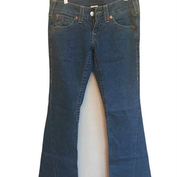 Y2K True Religion Joey 7” Rise Boot Cut Flare Jeans Sz 28 - Picture 3 of 15
